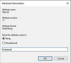 Screenshot of the NPS attribute information configuration